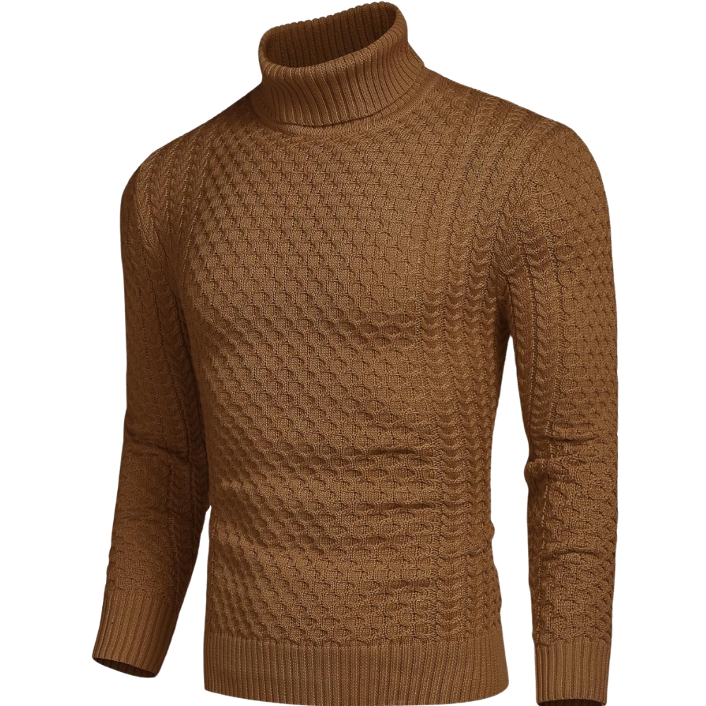 Men's Slim Fit Turtleneck Sweater Casual Knitted Twisted Pullover Solid Sweaters