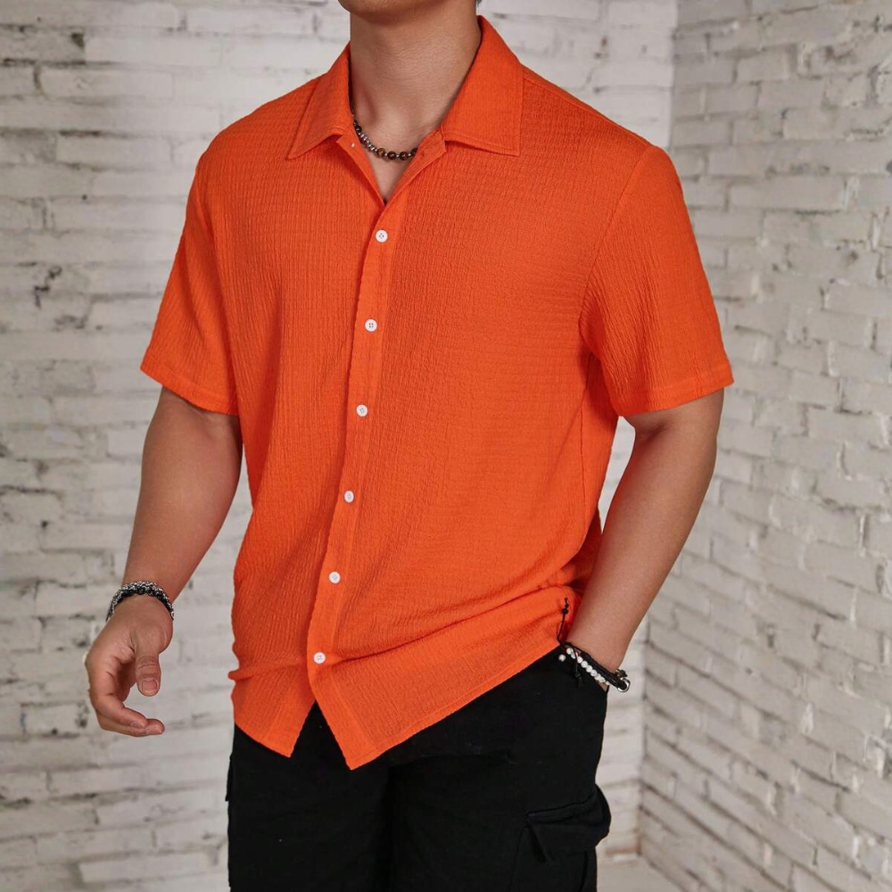 Knit Jacquard Loose Beach Vacation Shirt For Men