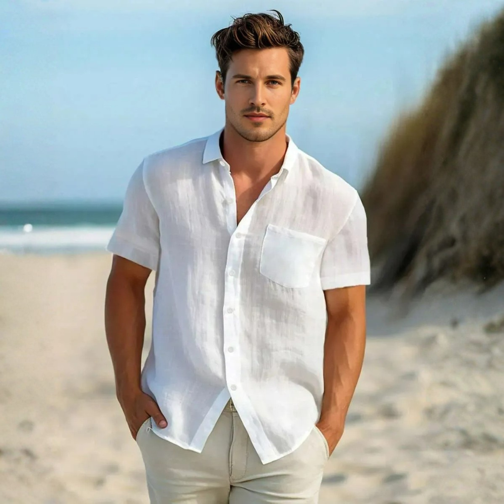 Solid Short Sleeve Casual Shirt For Men