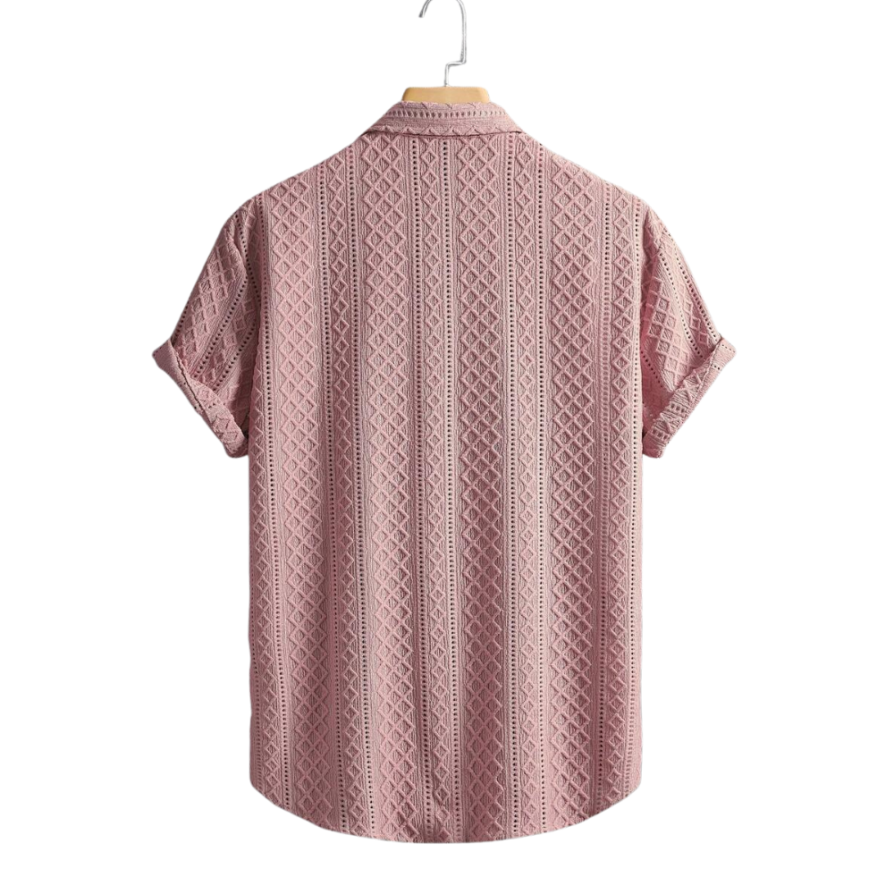 Geometric Jacquard Short Sleeve Casual Shirt