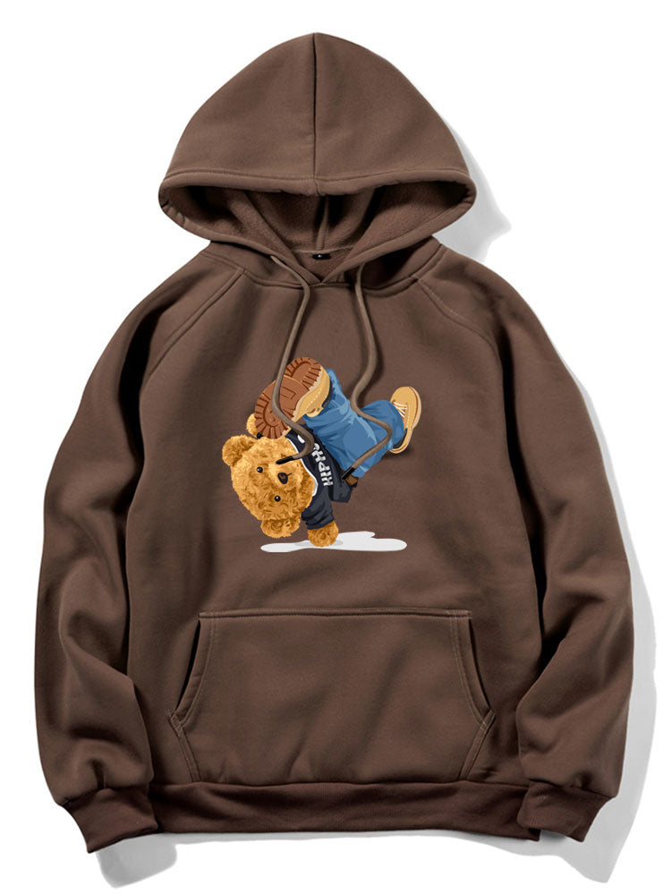 Break Dance Bear Print Hoodie-Vacay Outfit