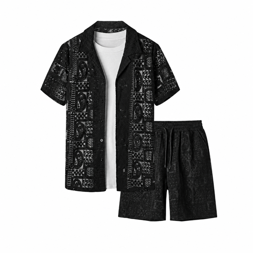 Beach Wear Short Sleeve Shirt and Short Set For Men