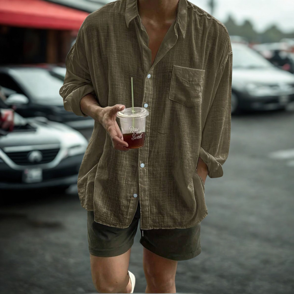 Plus Size Long Sleeve Single Pocket Loose Casual Autumn Shirt For Men