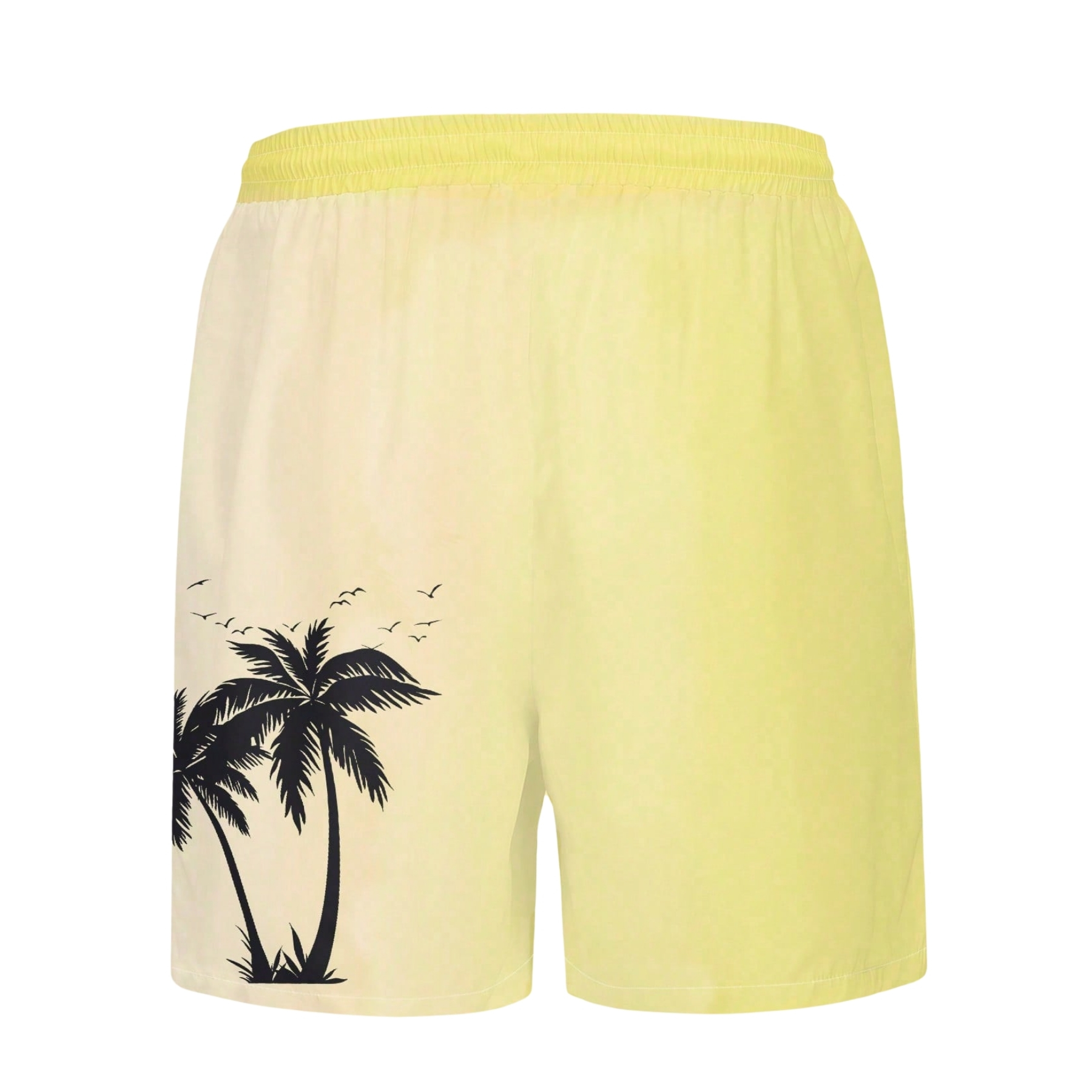 Coconut Tree Ombre Print Drawstring Swim Trunks For Men