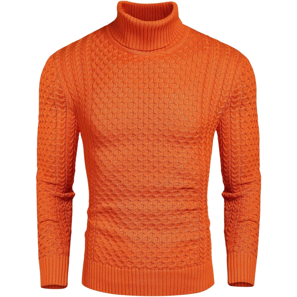Men's Slim Fit Turtleneck Sweater Casual Knitted Twisted Pullover Solid Sweaters