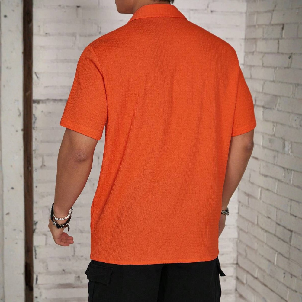 Knit Jacquard Loose Beach Vacation Shirt For Men