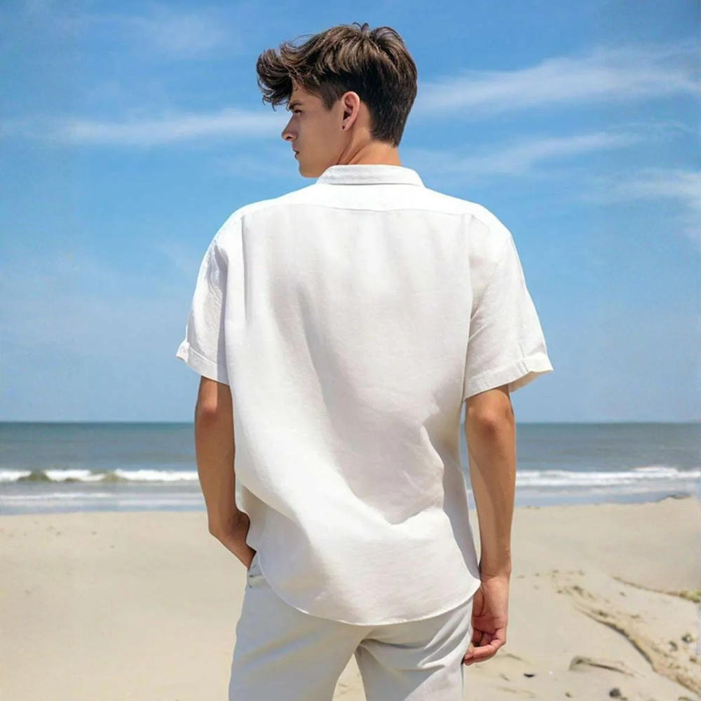 Solid Short Sleeve Casual Shirt For Men