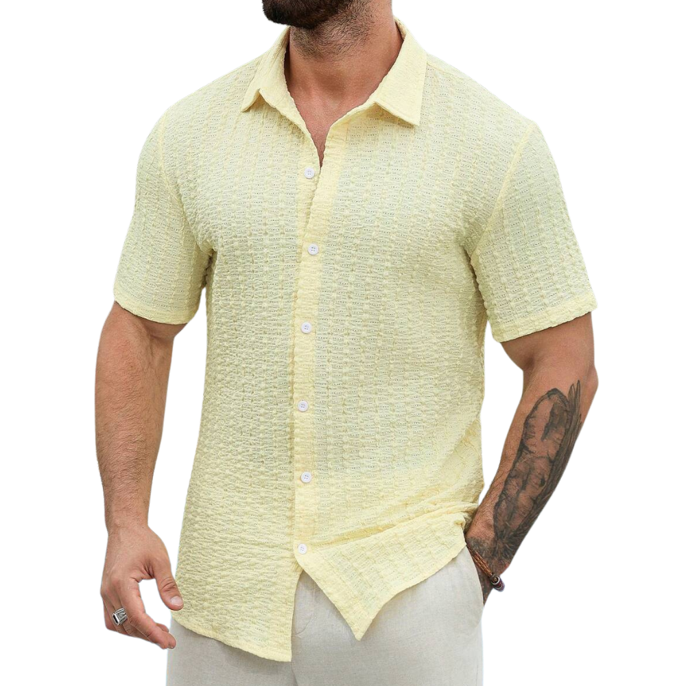 Geometric Jacquard Short Sleeve Casual Shirt