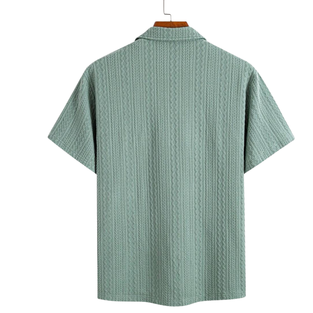 Textured Revere Collar Short Sleeve Casual Vacation Shirt For Men