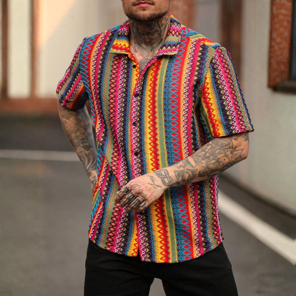 Casual Short Loose Sleeve Textured Sleeve Shirt For Men