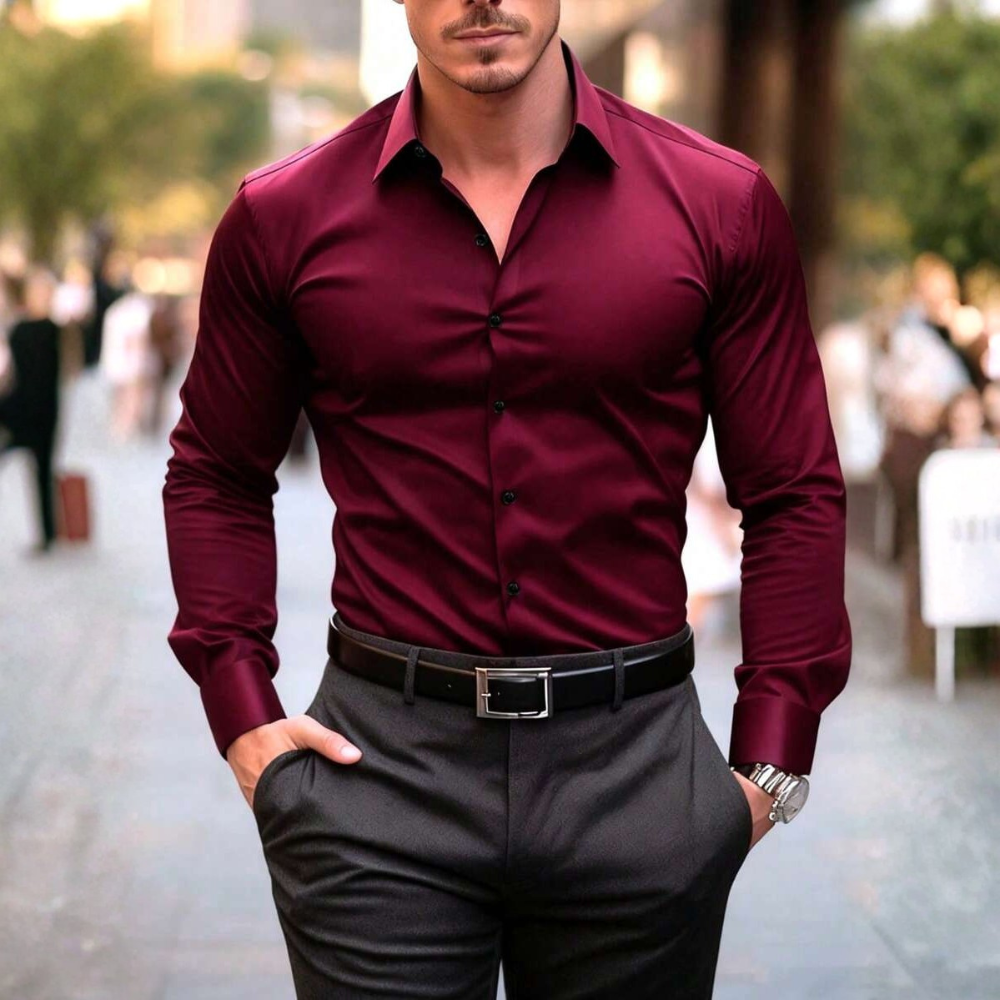 Formal Solid Long Sleeve Commuter Professional Business Shirt For Men