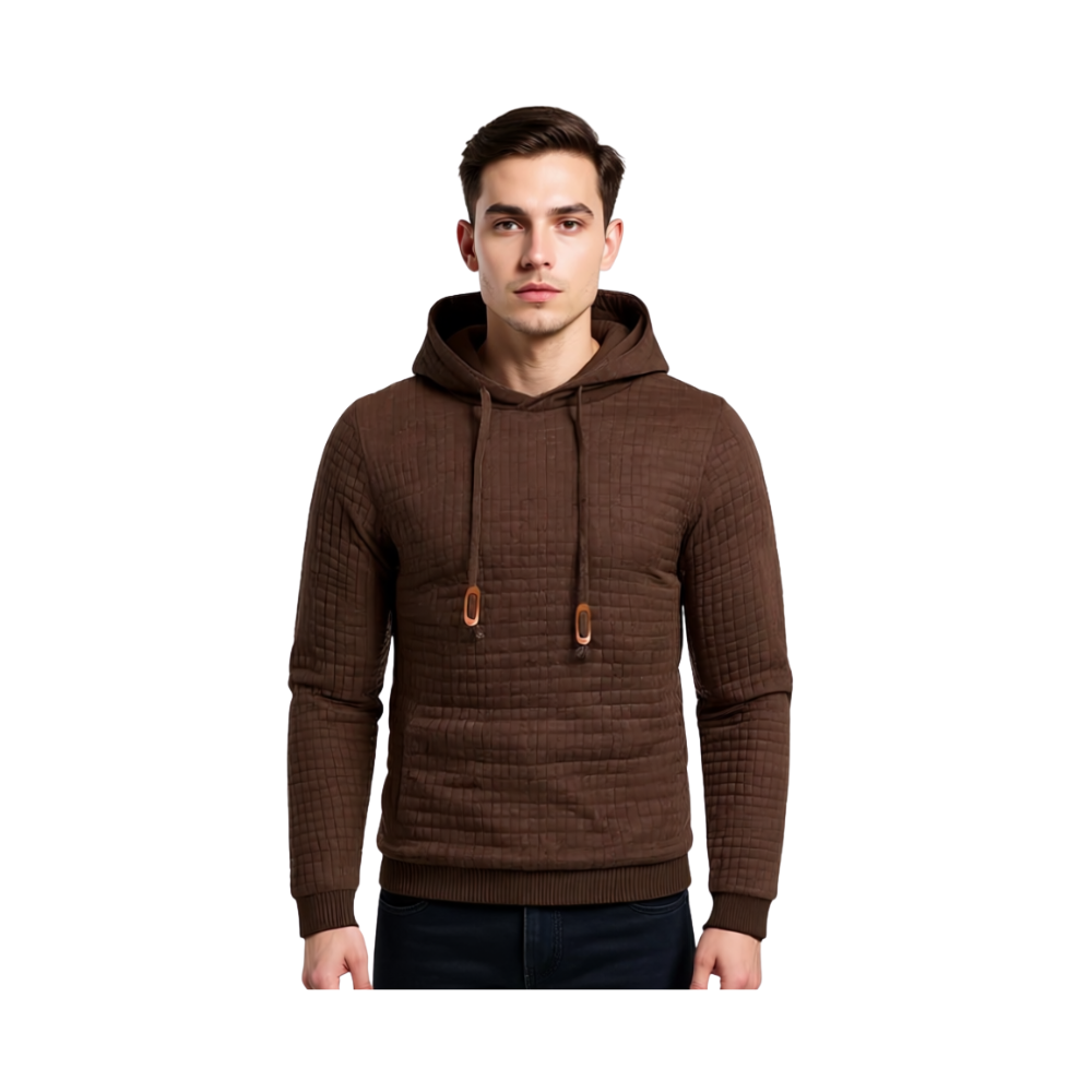 Men Hooded Sweatshirt With Long Sleeves And Drawstring Design