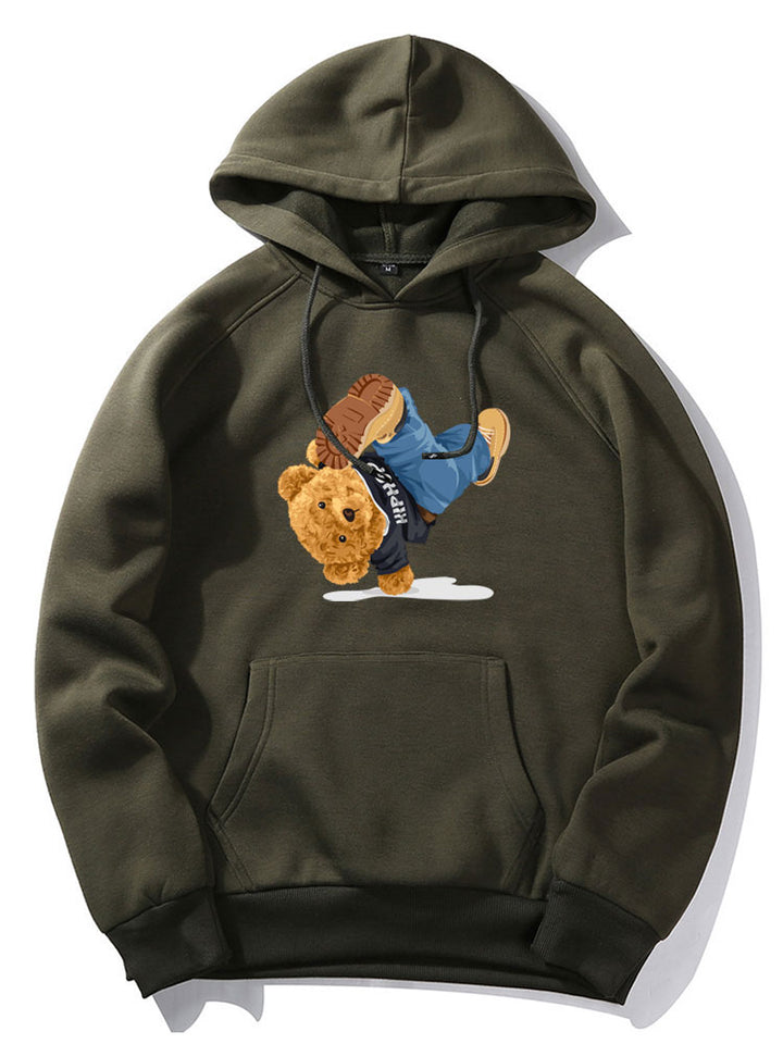 Break Dance Bear Print Hoodie-Vacay Outfit