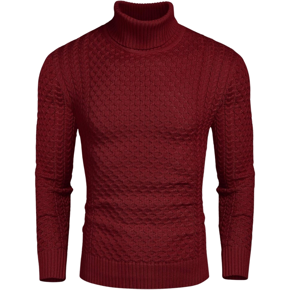 Men's Slim Fit Turtleneck Sweater Casual Knitted Twisted Pullover Solid Sweaters