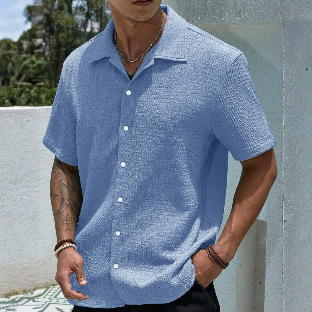 Knit Jacquard Loose Beach Vacation Shirt For Men