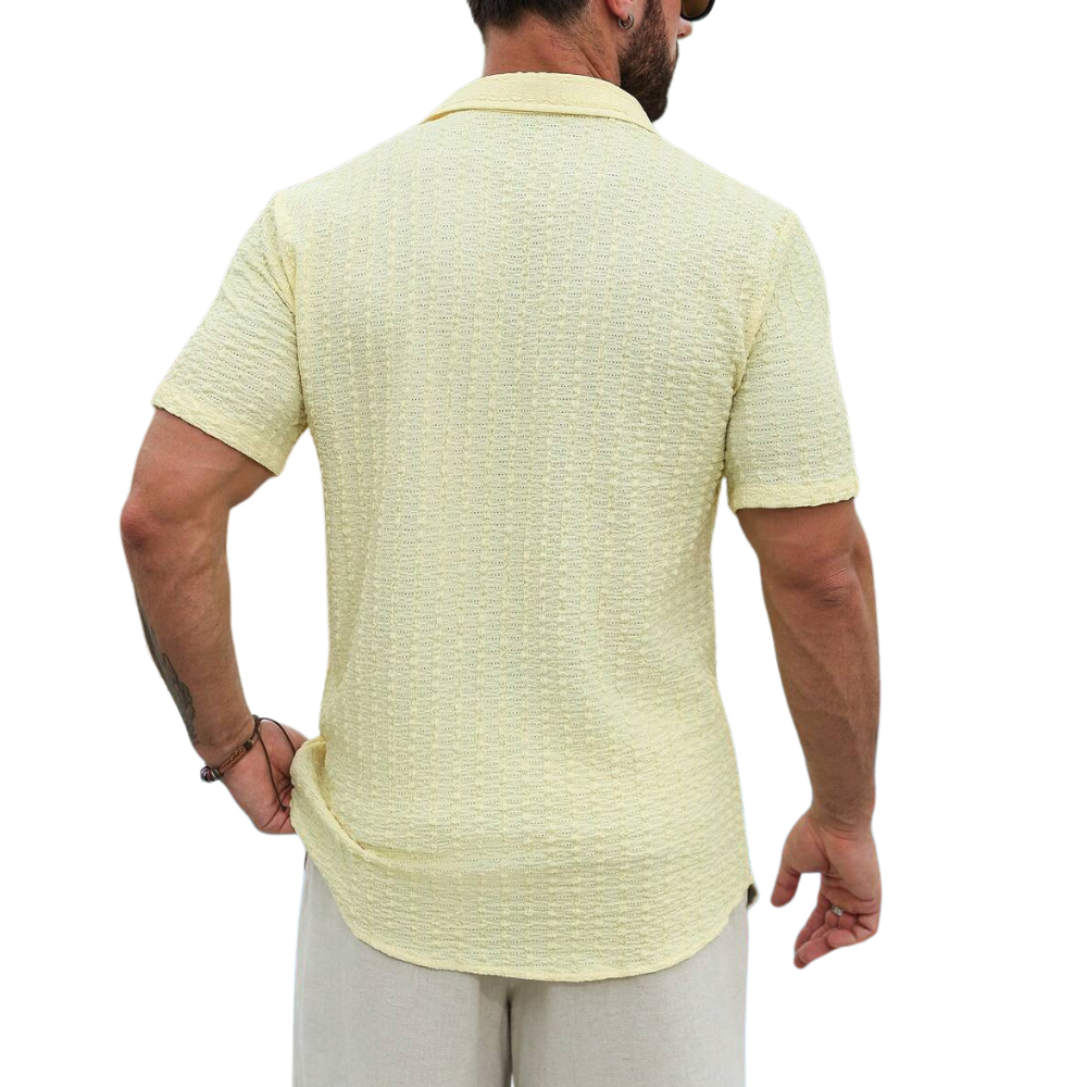 Geometric Jacquard Short Sleeve Casual Shirt