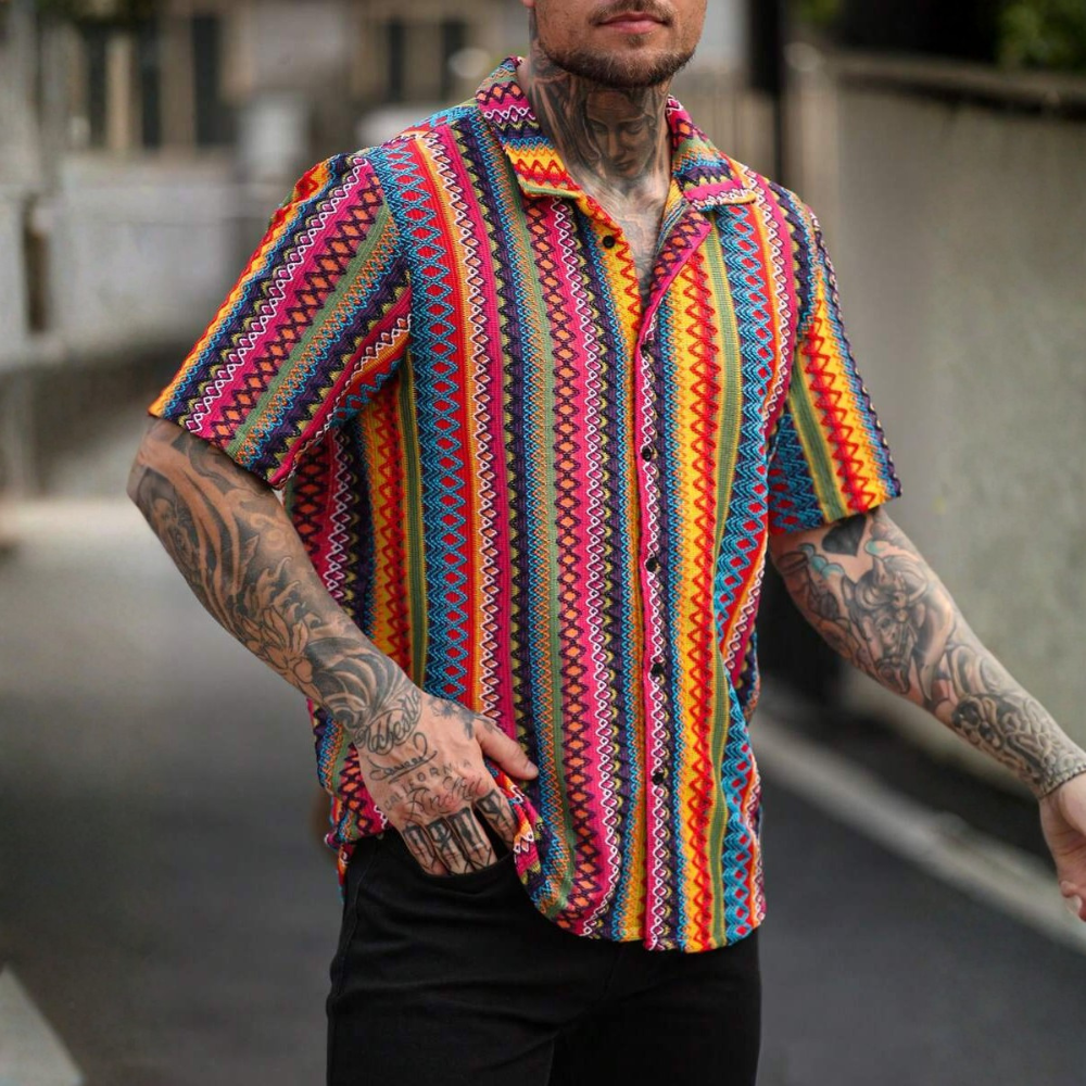 Casual Short Loose Sleeve Textured Sleeve Shirt For Men