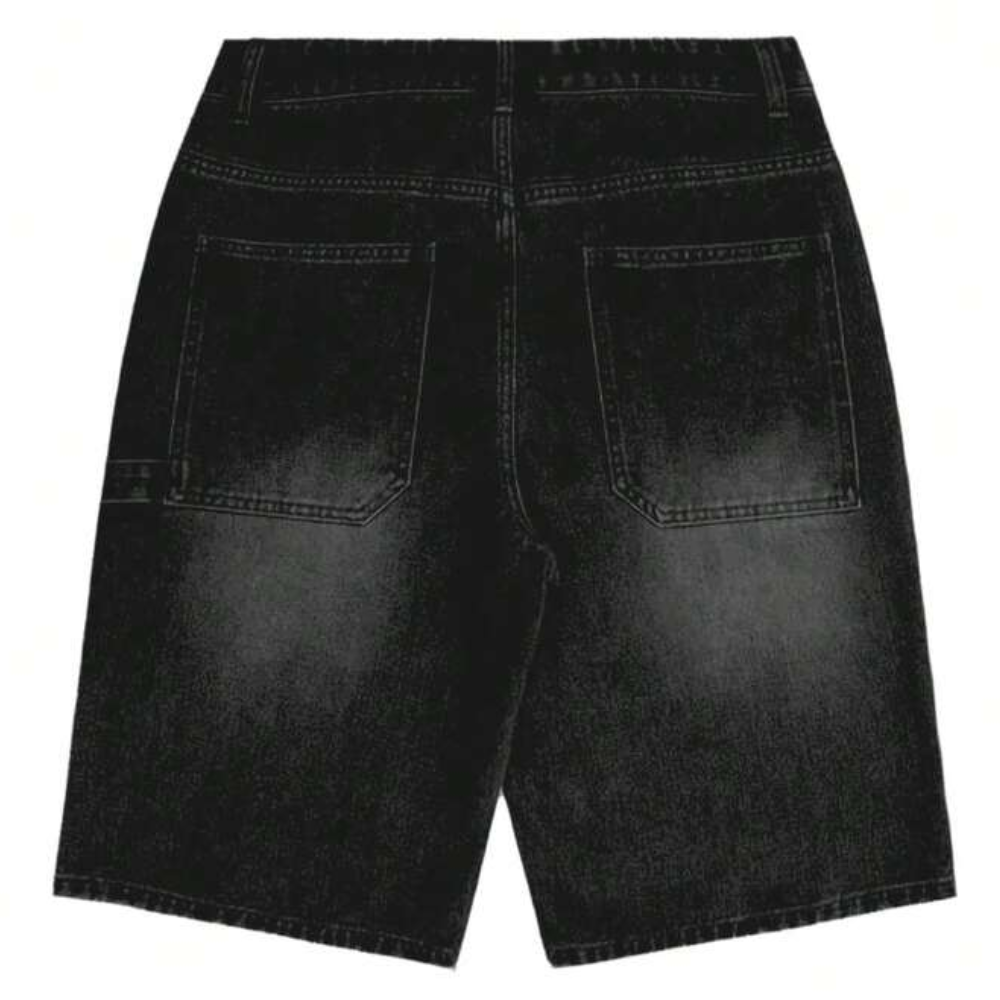 Loose Wide Denim Bermuda Shorts For Men