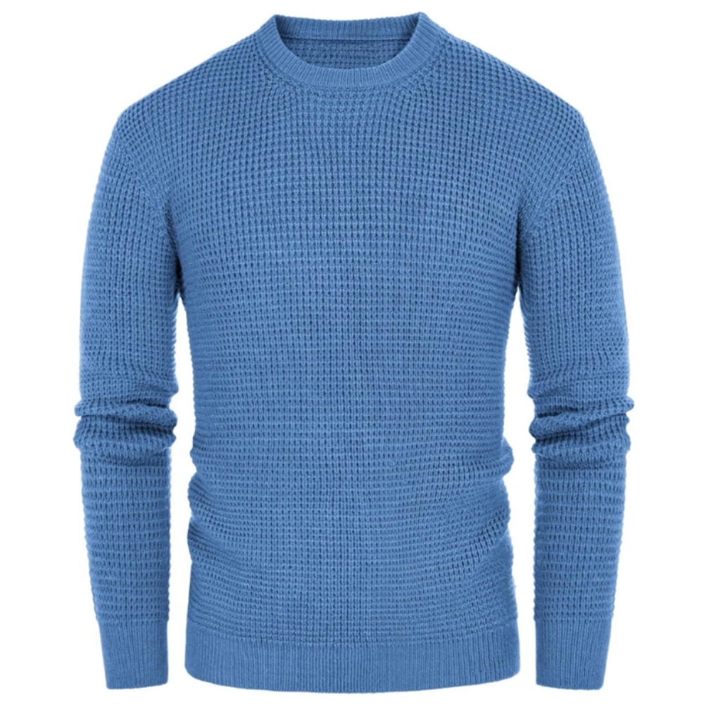 Waffle Textured Long Sleeve Knit Pullover