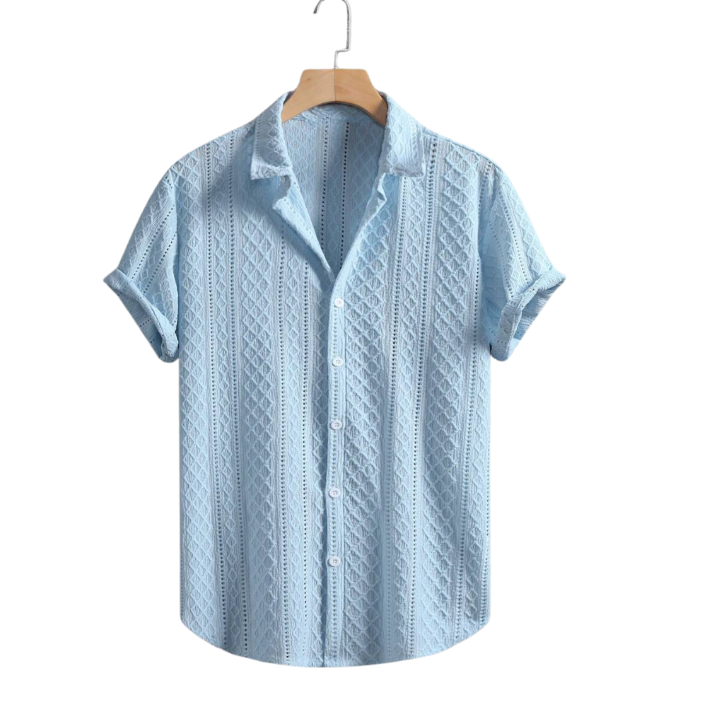 Geometric Jacquard Short Sleeve Casual Shirt