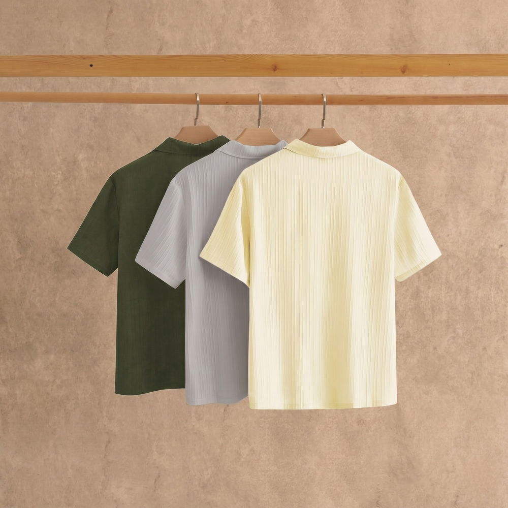Minimalist Short Sleeve Polo Shirt Set For Men