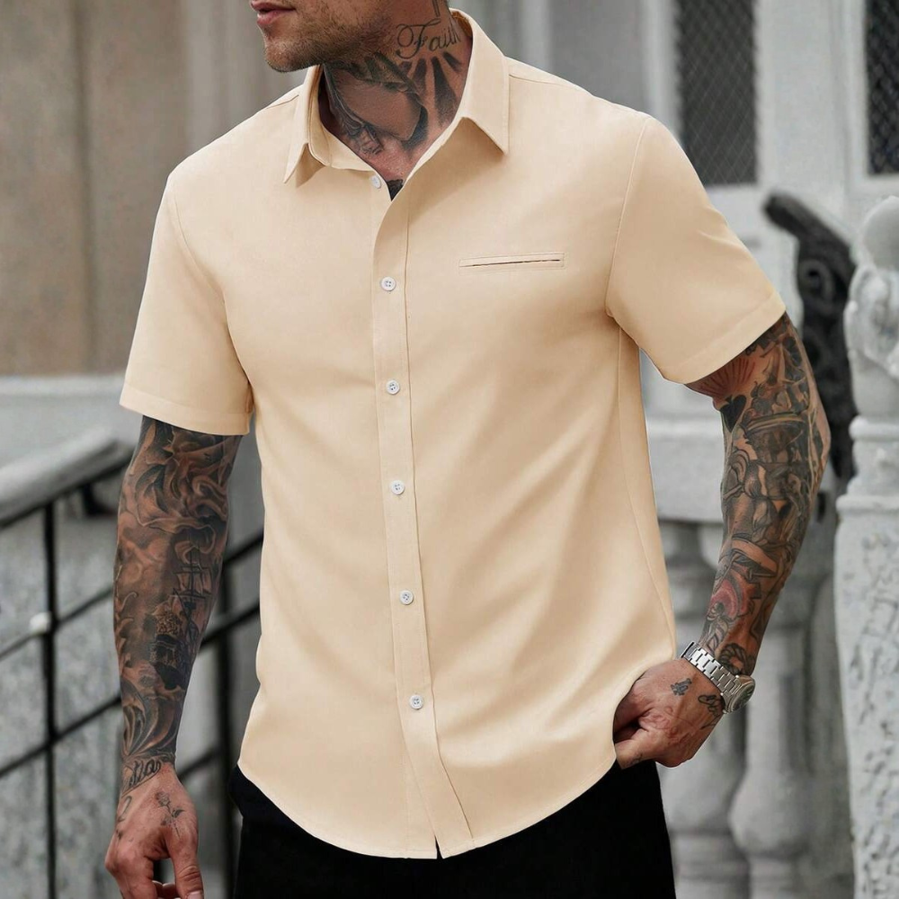 Casual Business Short Sleeve Formal Office Daily Work Shirt For Men