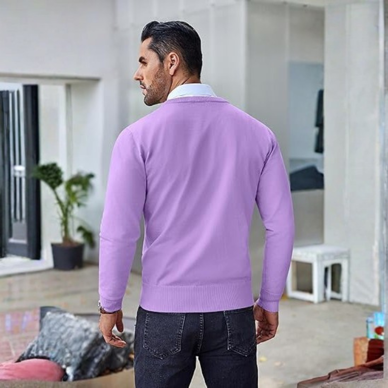 Mens Crew Neck Sweater Slim Fit Lightweight Sweatshirts
