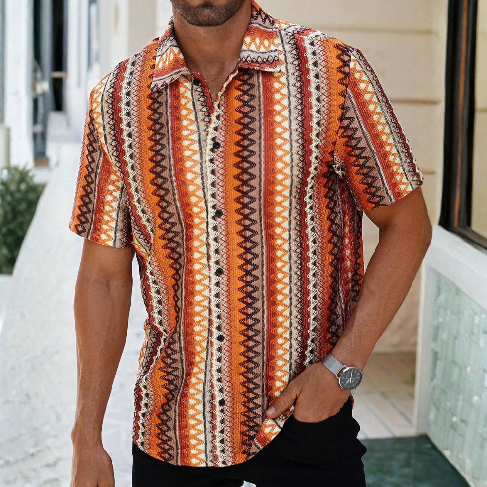 Casual Short Loose Sleeve Textured Sleeve Shirt For Men