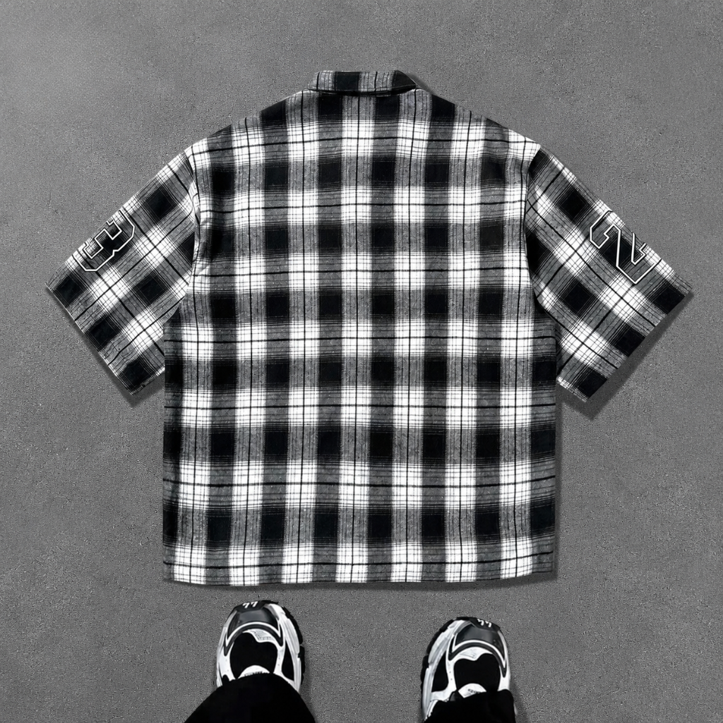 Oversized Short Sleeve Button Down Collared Shirt For Men