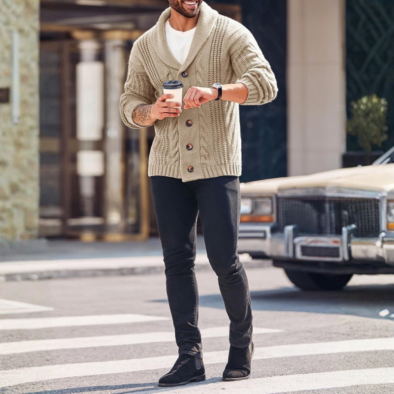 Cable Knit Button Front Cardigan Sweater