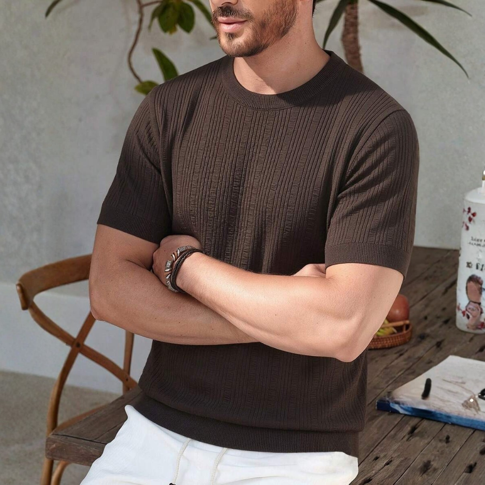 Mens Summer Casual Short Sleeve Knit