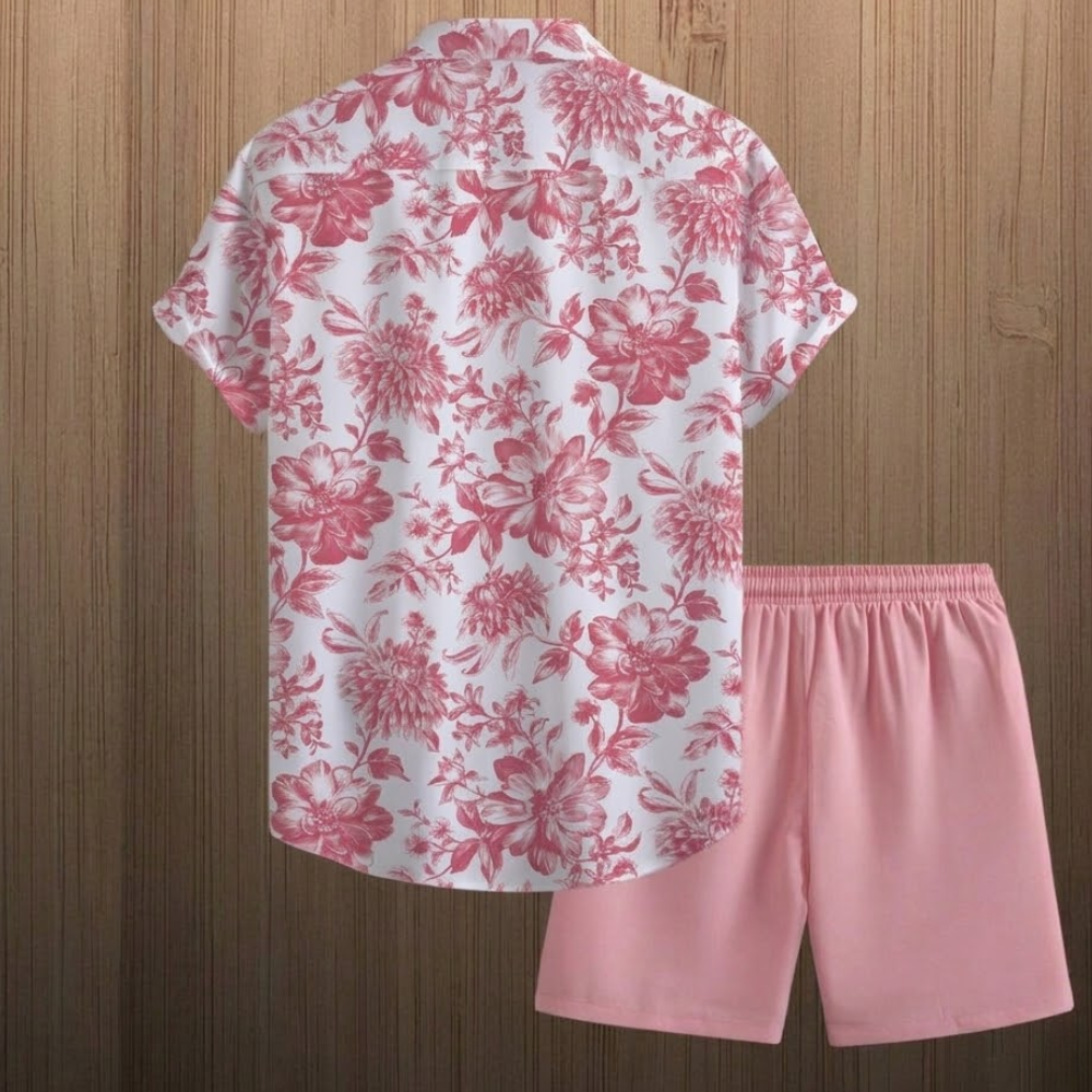 Summer Short Sleeve Shirt And Shorts Set For Men 