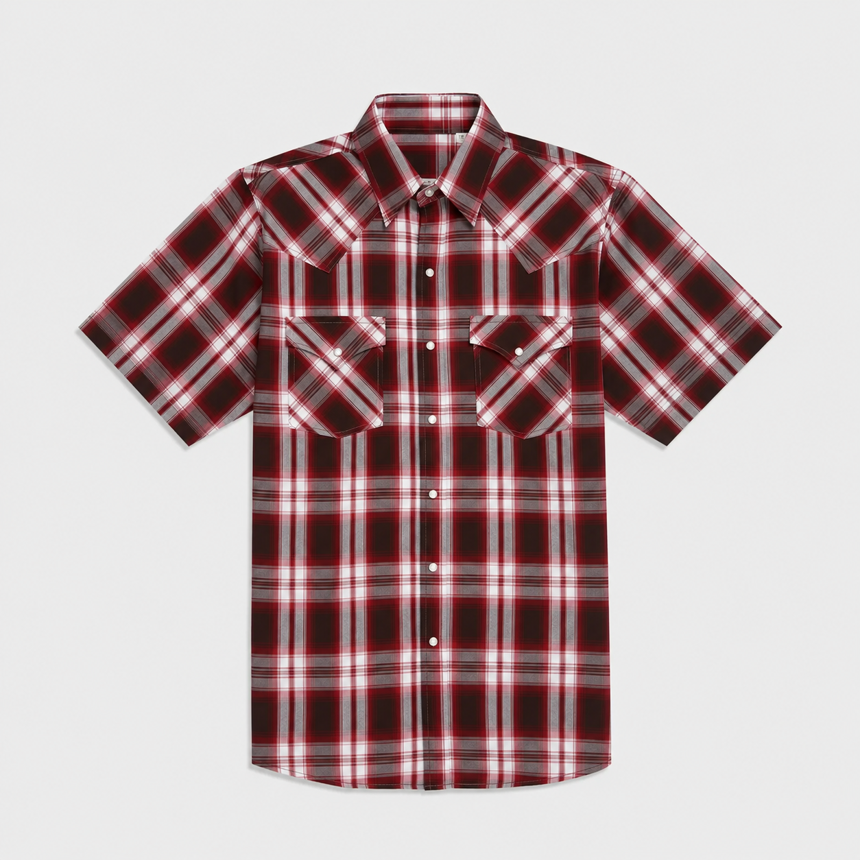 Casual Plaid Short Sleeve Western Snap Shirt For Men With Pockets