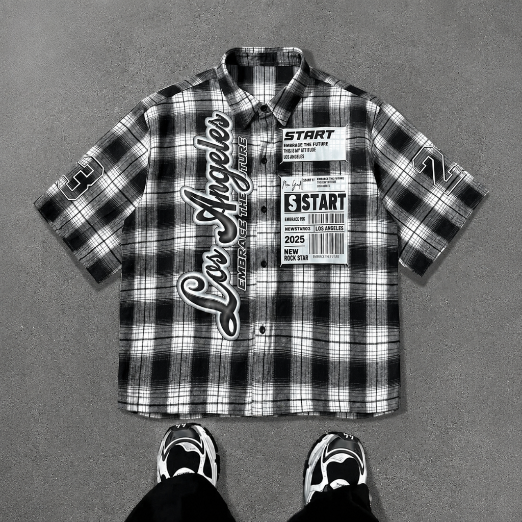 Oversized Short Sleeve Button Down Collared Shirt For Men