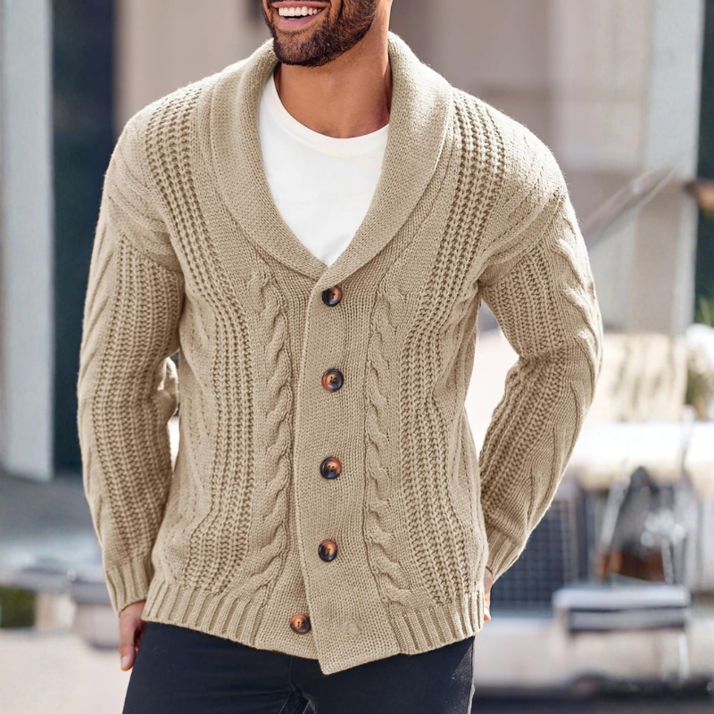 Cable Knit Button Front Cardigan Sweater