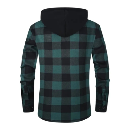 Thermal Flannel Plaid Winter Jacket With Pockets For Men