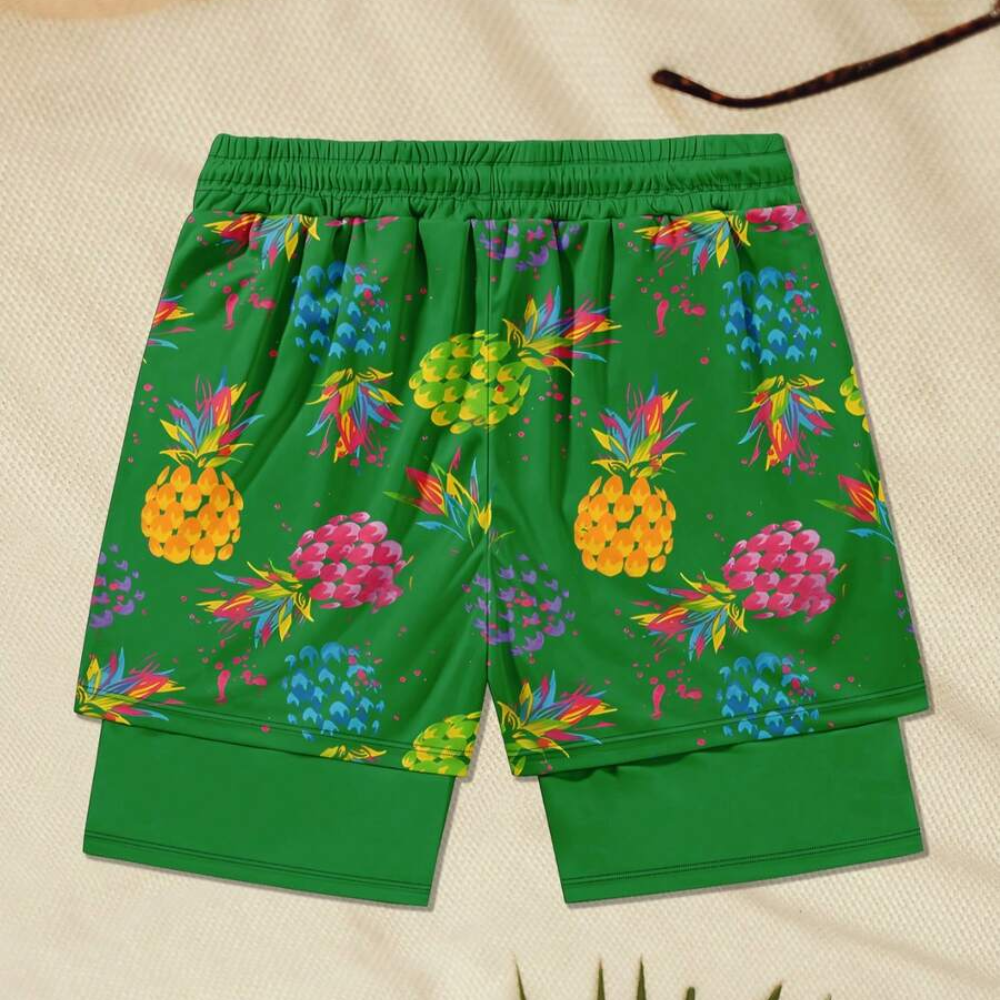Soft Double Layer Quick Dry Beach Shorts For Men