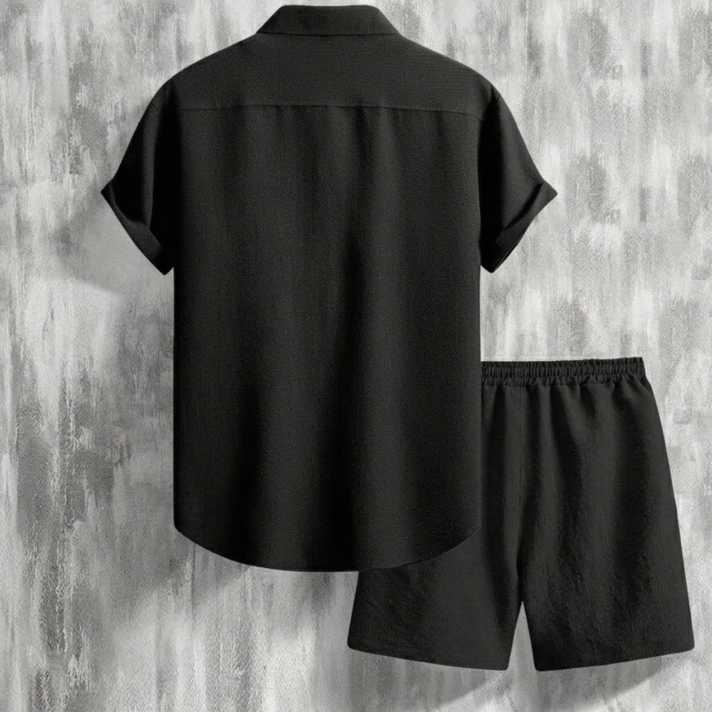Casual Vacation Themed Short Sleeve Shirt And Shorts Set For Men