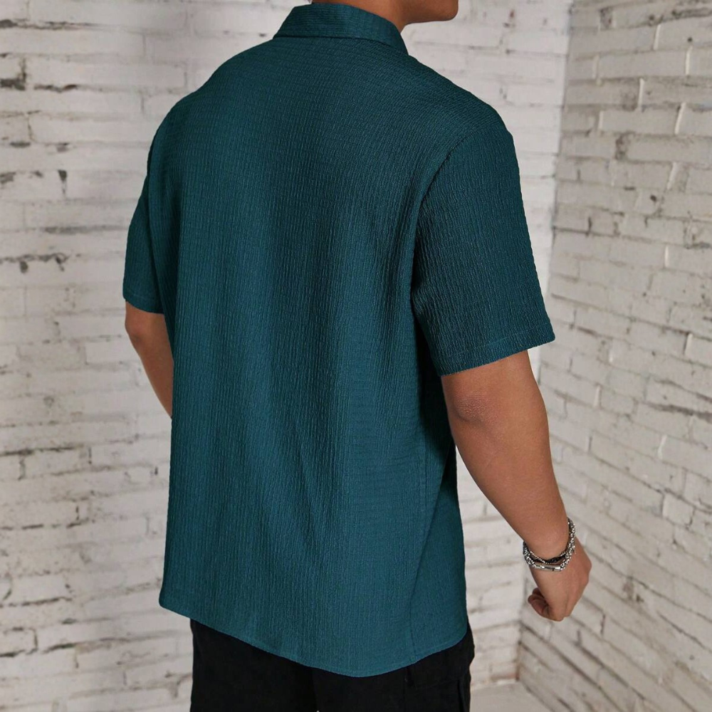 Knit Jacquard Loose Beach Vacation Shirt For Men