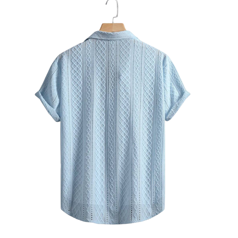 Geometric Jacquard Short Sleeve Casual Shirt
