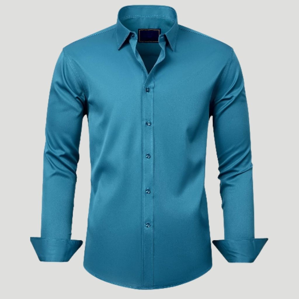 Mens Dress Shirt Solid Long Sleeve Wrinkle