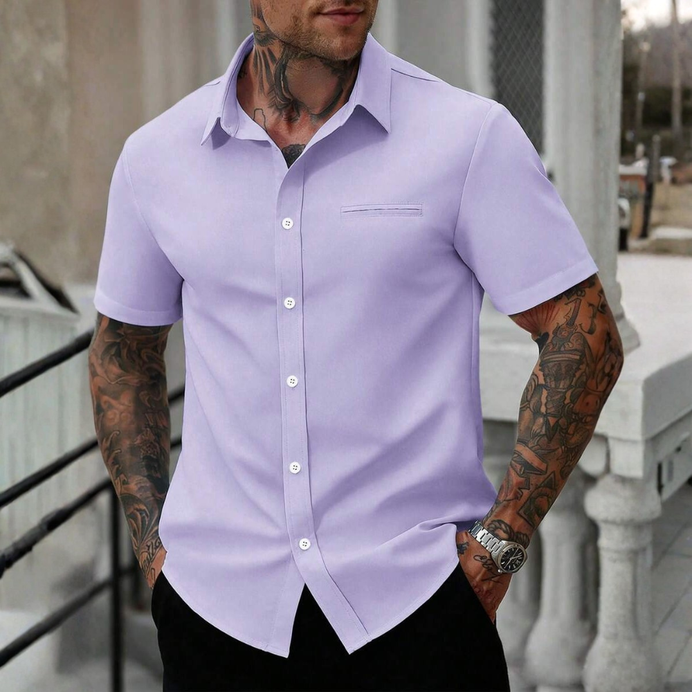 Casual Business Short Sleeve Formal Office Daily Work Shirt For Men