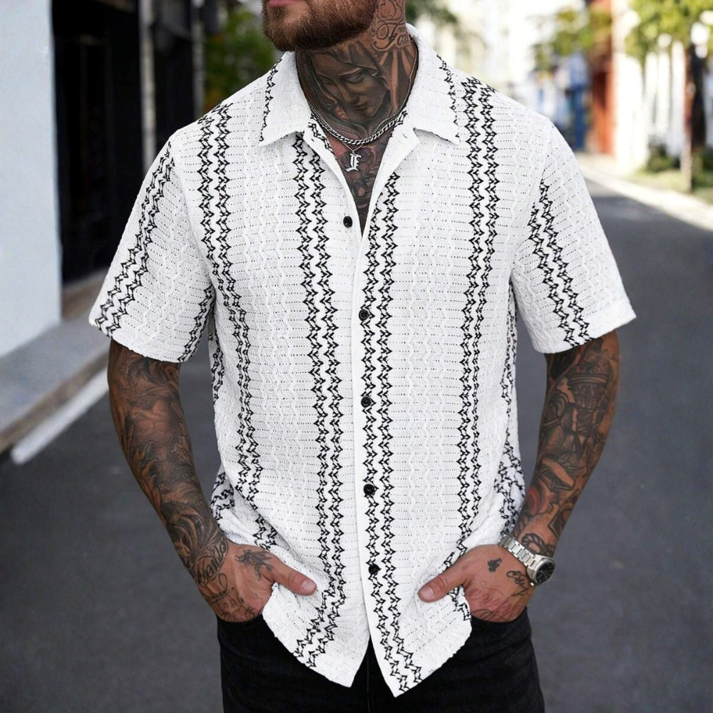 Casual Short Loose Sleeve Textured Sleeve Shirt For Men