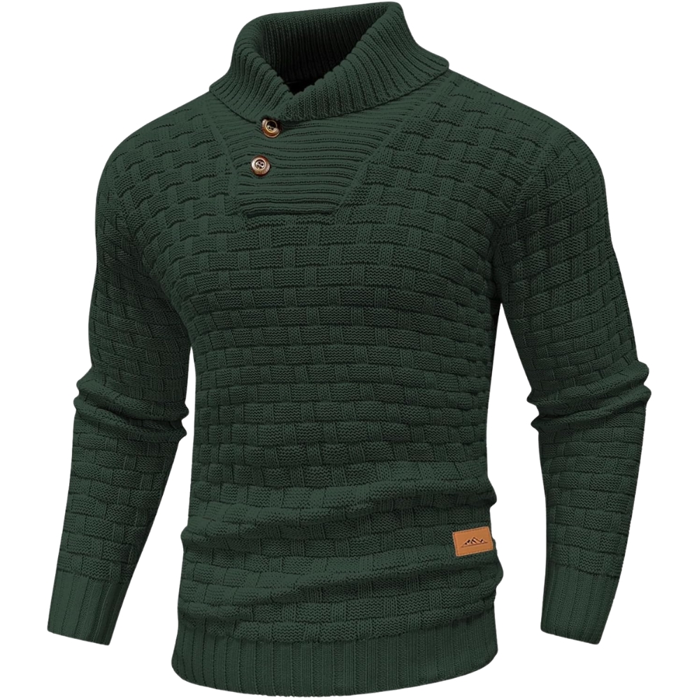 Mens Casual Pullover Fall Winter Turtleneck Cable Knit v Neck Fisherman Waffle Sweater
