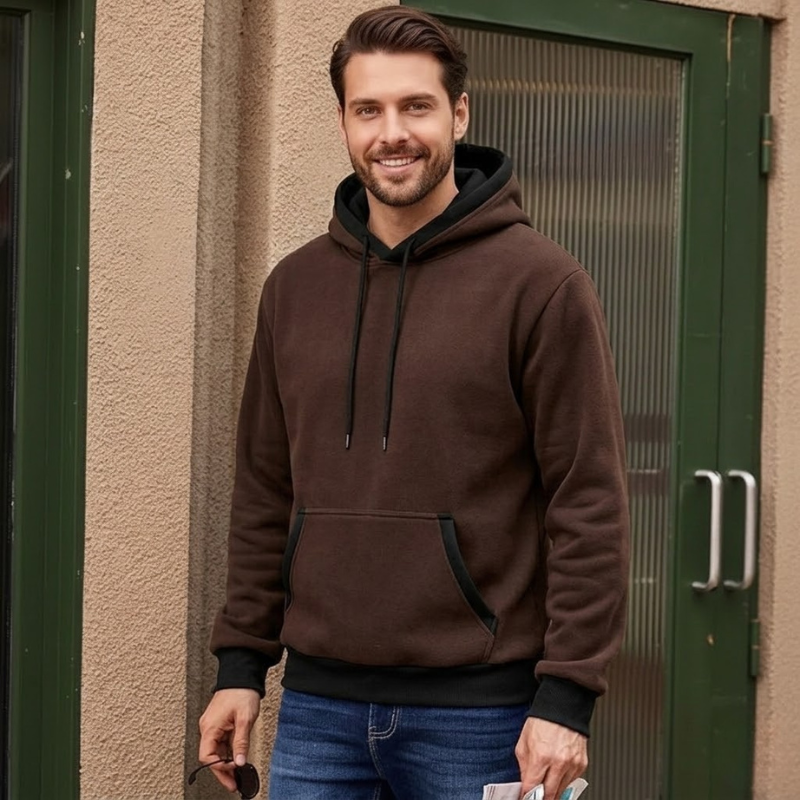 Cotton Casual Fleece Pullover Hoodie With Pockets For Men