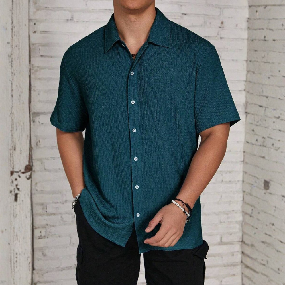 Knit Jacquard Loose Beach Vacation Shirt For Men