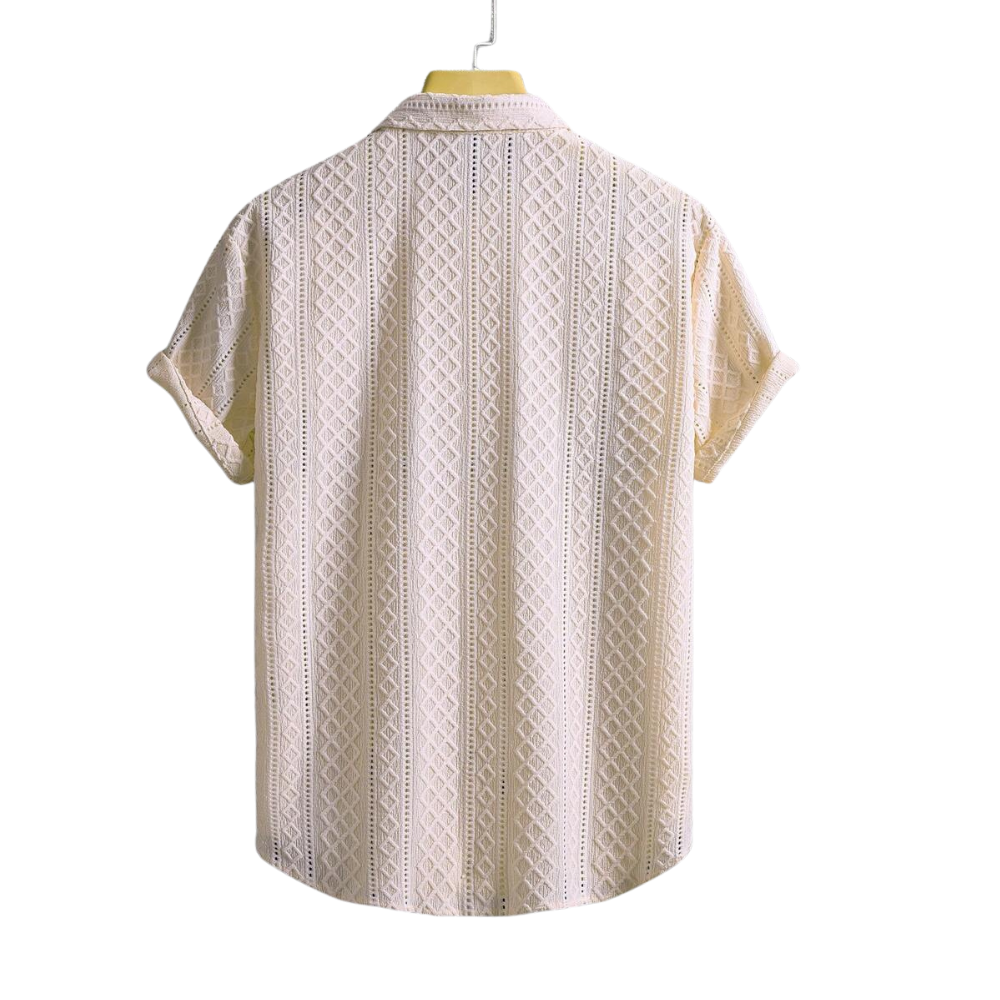 Geometric Jacquard Short Sleeve Casual Shirt