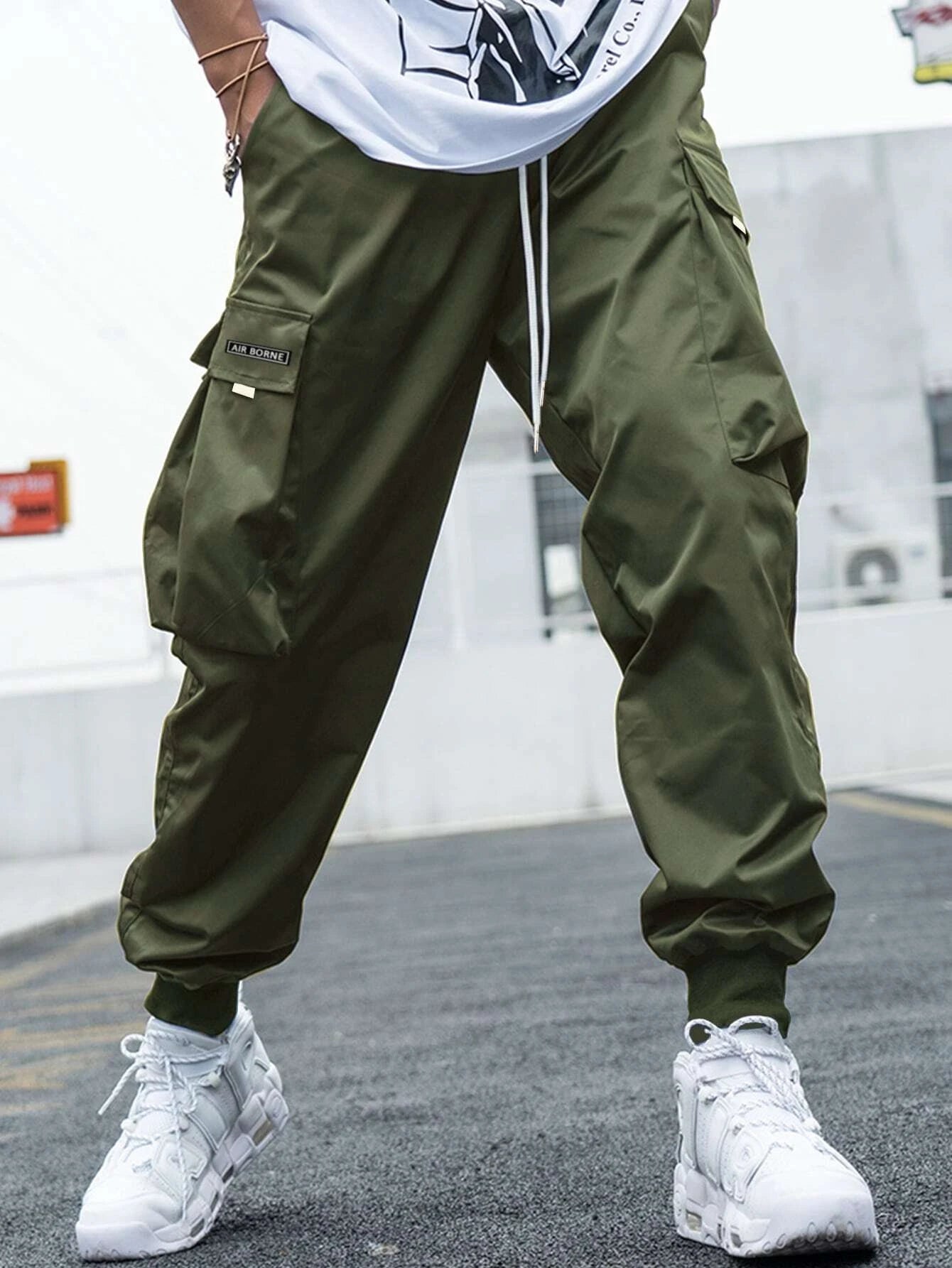 Letter Graphic Flap Pocket Cargo Pants-Vacay Outfit
