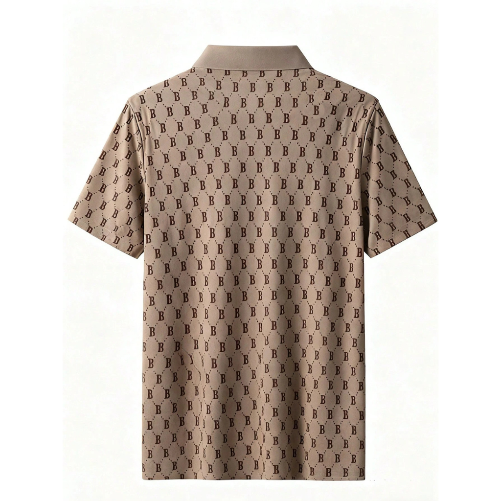 Loose Fit Printed Short Sleeve Polo Shirt For Men