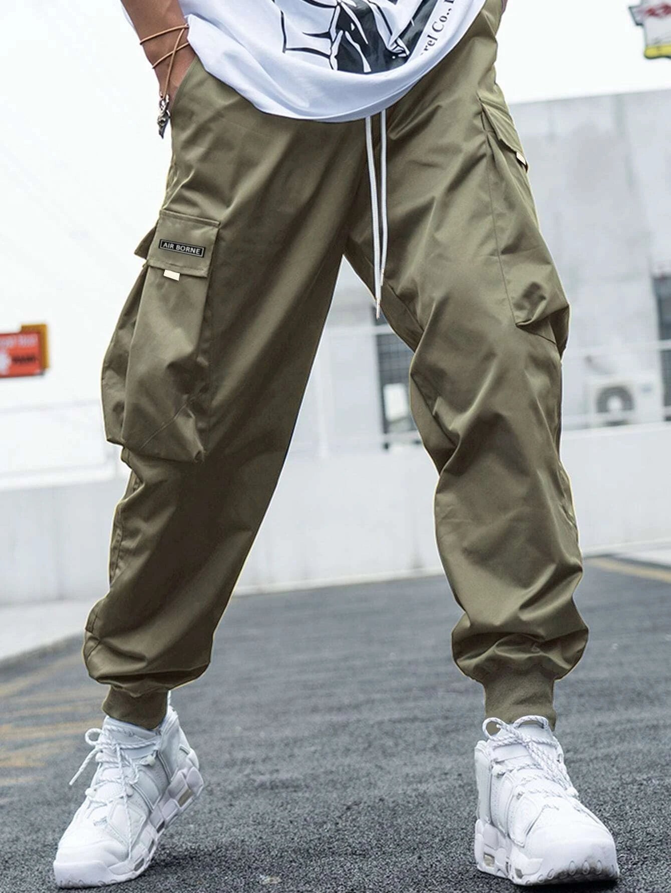 Letter Graphic Flap Pocket Cargo Pants-Vacay Outfit